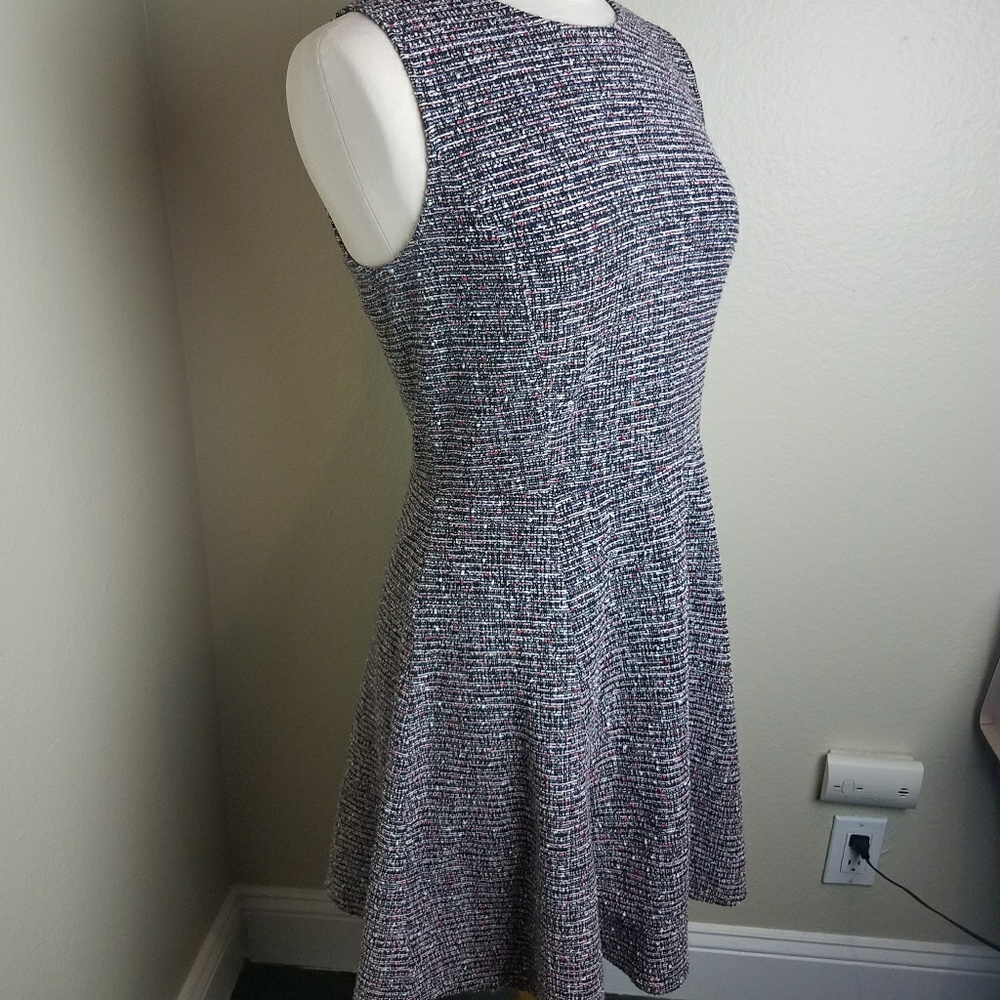 Theory A-line tweed career dress 8 red blue black